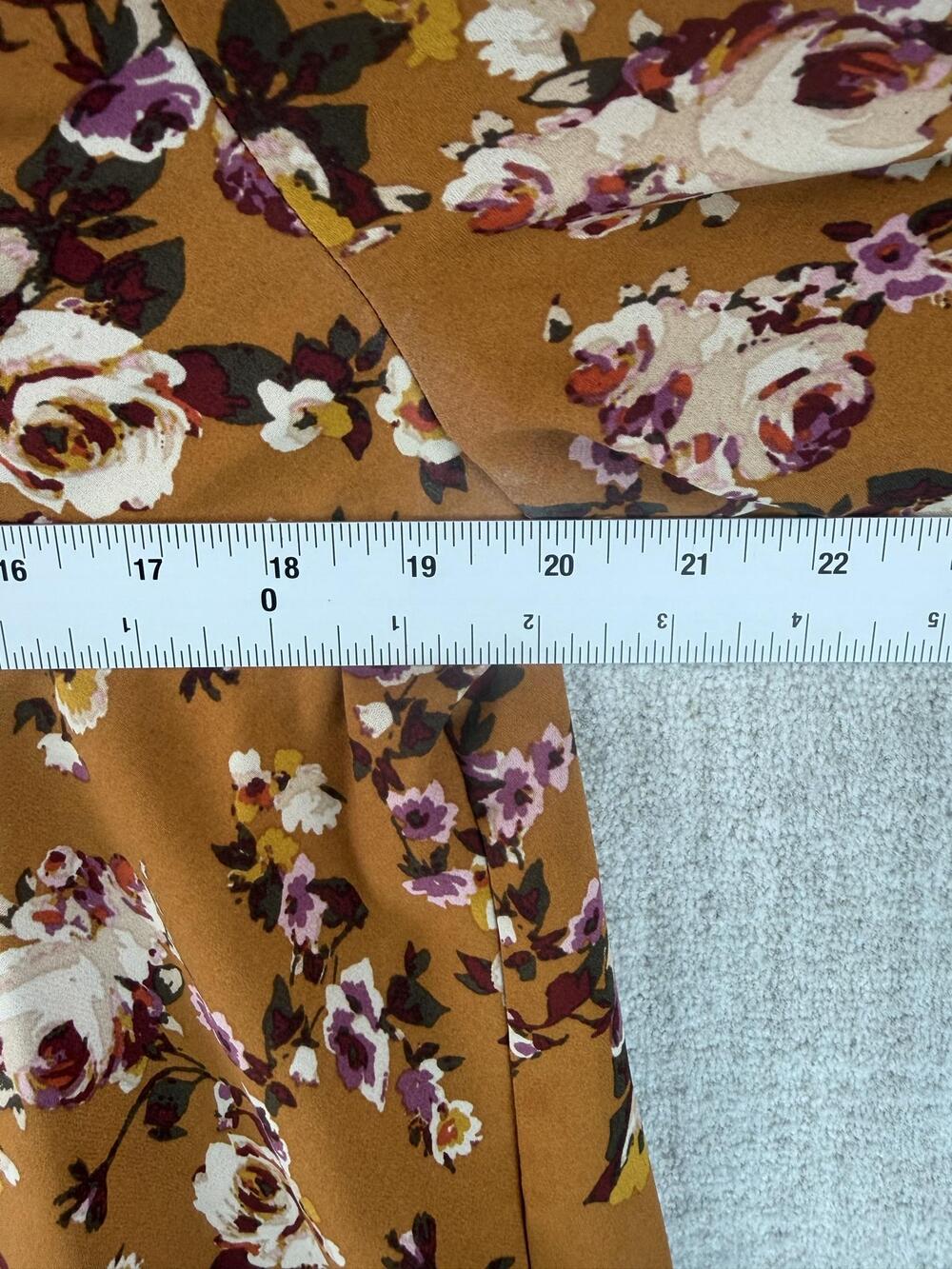 ZAC & RACHEL Blouse Womens PL Brown Floral Kimono 3/4 Sleeve Sheer Chiffon - Picture 8 of 11